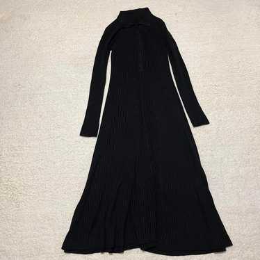 Black Knit Long Dress with Long Sleeves