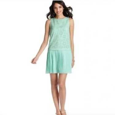 Loft mint green chiffon eyelet drop waist dress