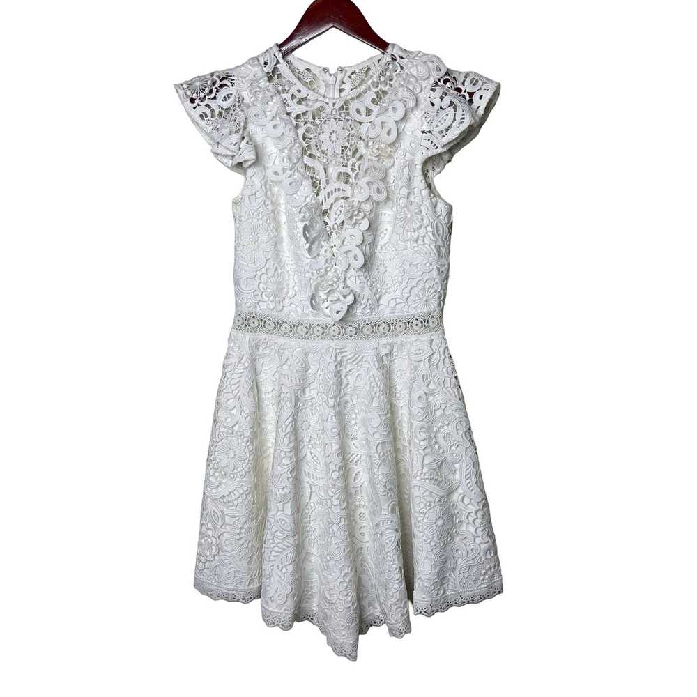 Amur AMUR Crochet Lace Flutter Sleeve Mini Dress … - image 1