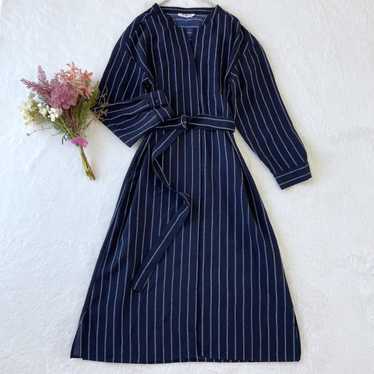 Natural Beauty Basic Stripe Long Dress with Belt M