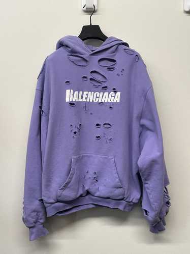 Balenciaga Purple Balenciaga distressed hoodie - image 1