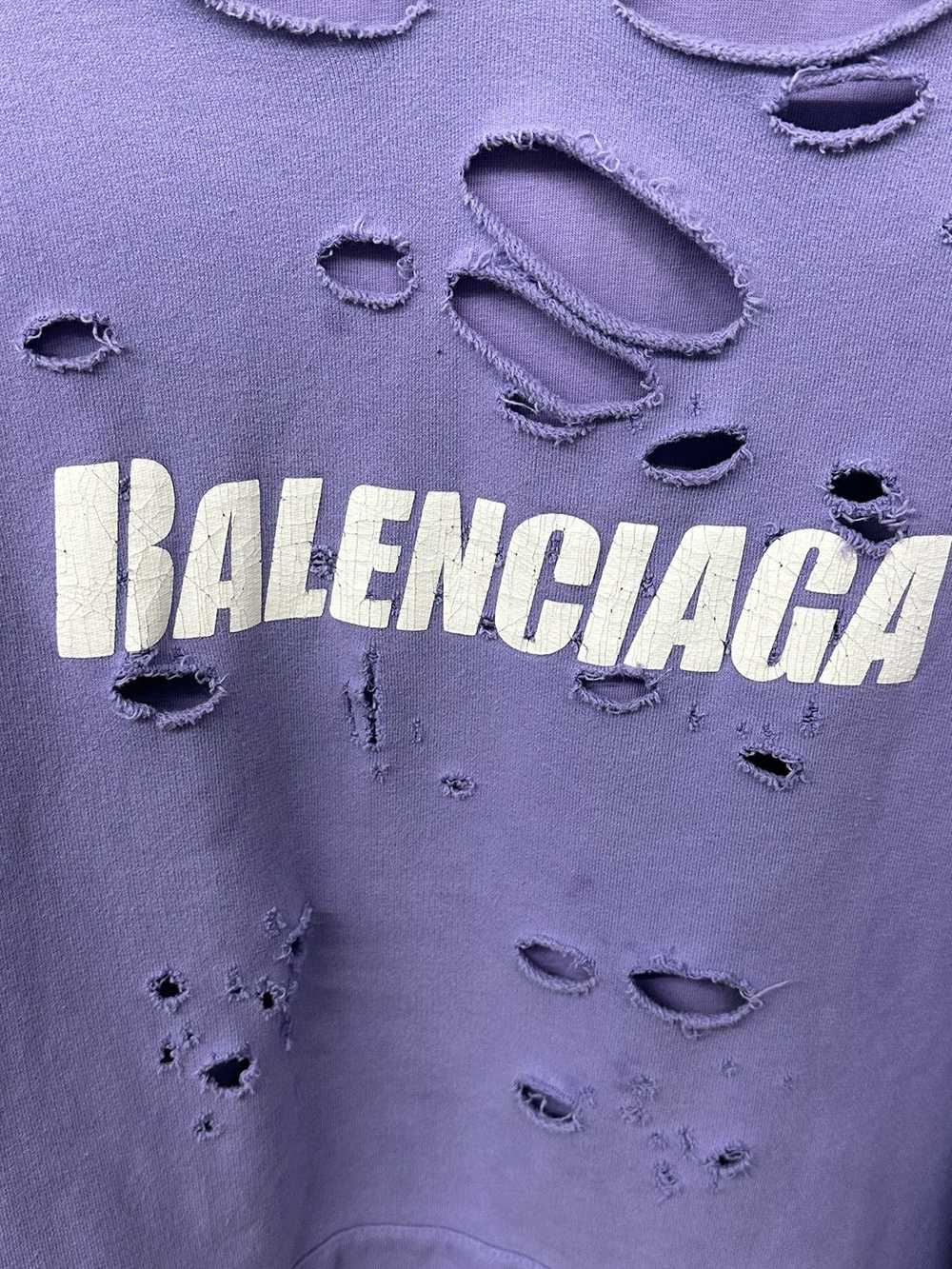 Balenciaga Purple Balenciaga distressed hoodie - image 3