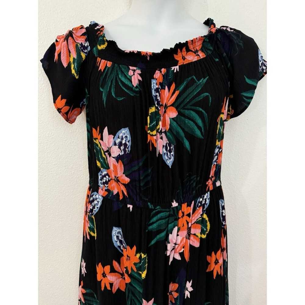 Old Navy Midi Dress Womens XL Hawaiian Black Cora… - image 2