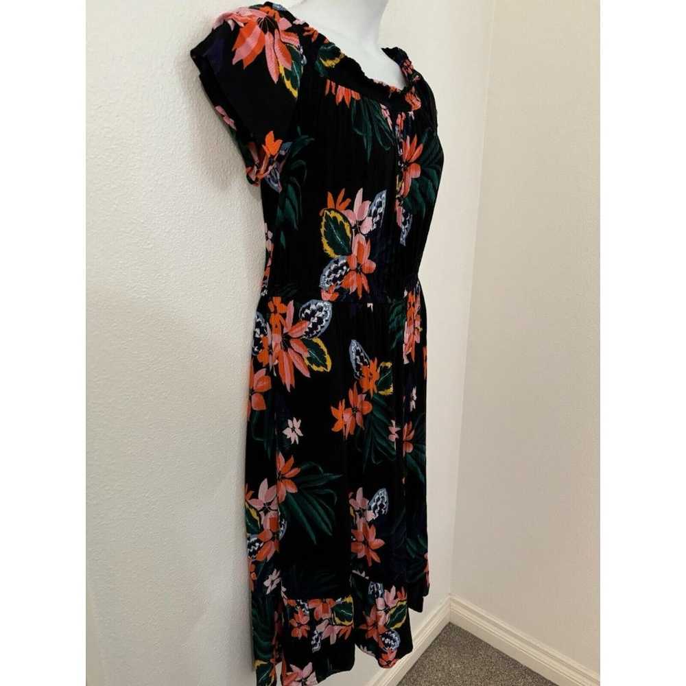 Old Navy Midi Dress Womens XL Hawaiian Black Cora… - image 4