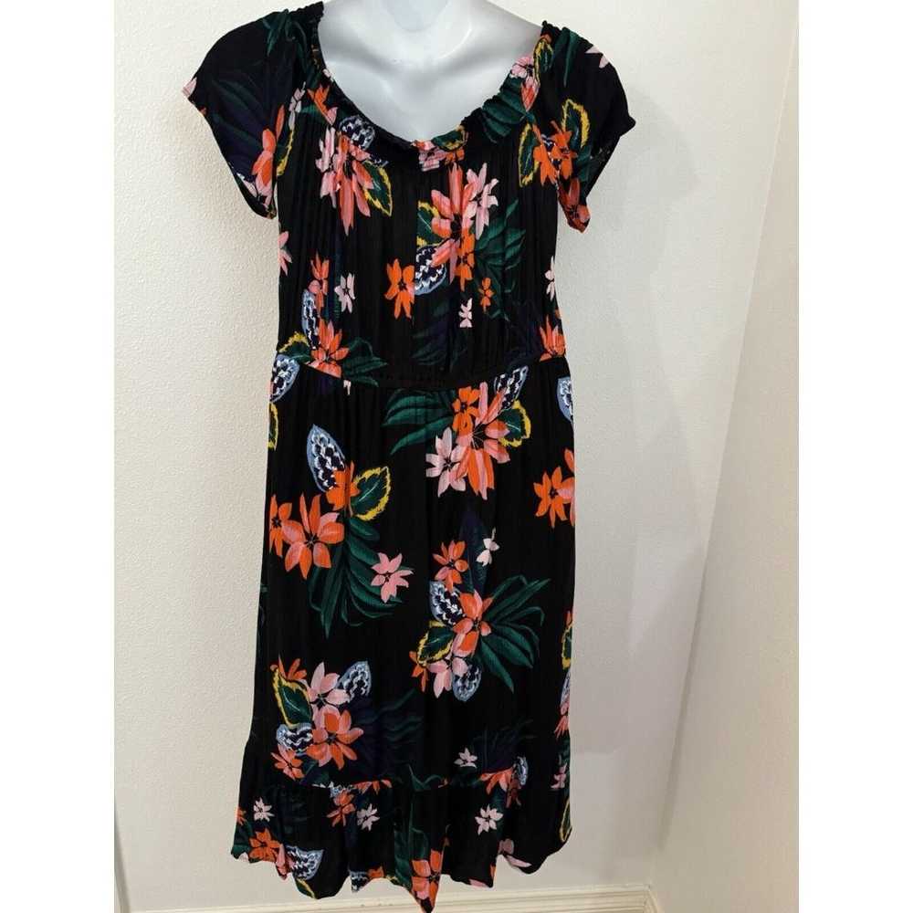 Old Navy Midi Dress Womens XL Hawaiian Black Cora… - image 5