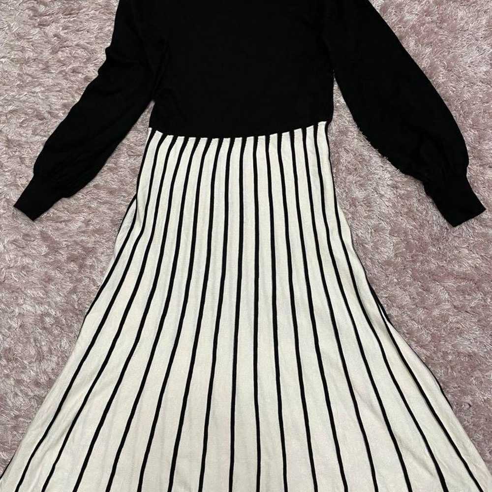 Iminoaru Iminoaru Black and White Striped Knit Dr… - image 2