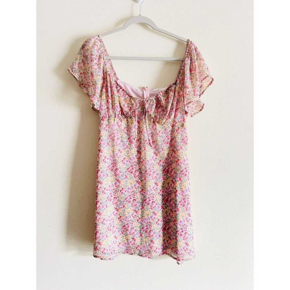 Lush Dress Womens L Chiffon Floral Print Puff Sle… - image 2