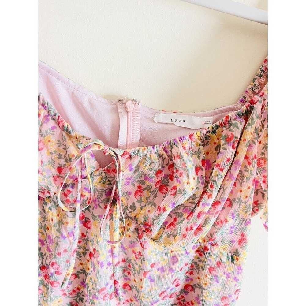 Lush Dress Womens L Chiffon Floral Print Puff Sle… - image 3