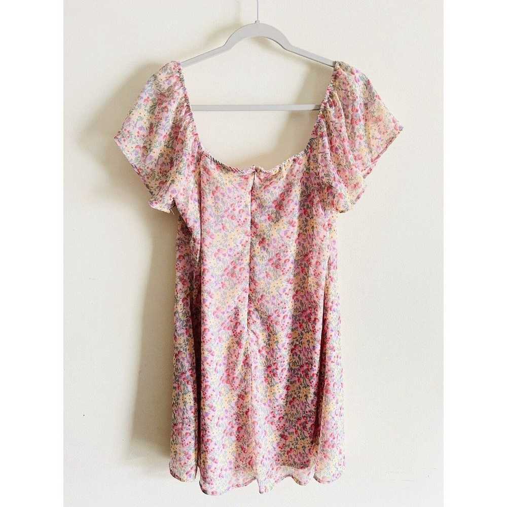 Lush Dress Womens L Chiffon Floral Print Puff Sle… - image 4