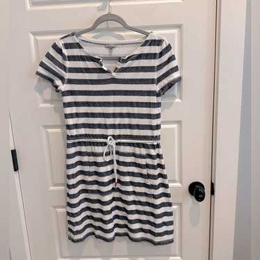 T By Talbots Knit Stripe Tie Waist Dress