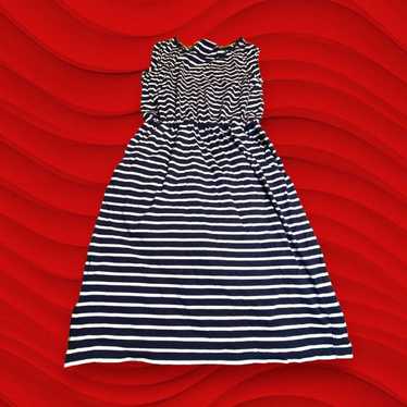 Boden Navy & White Striped Cotton Stretch Dress Si