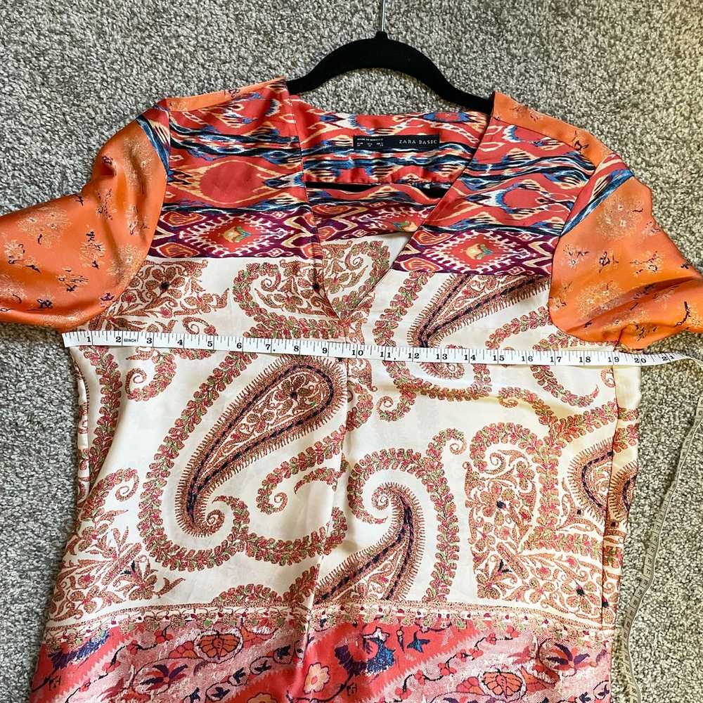 Zara Paisley Print Silk Dress Medium - image 7