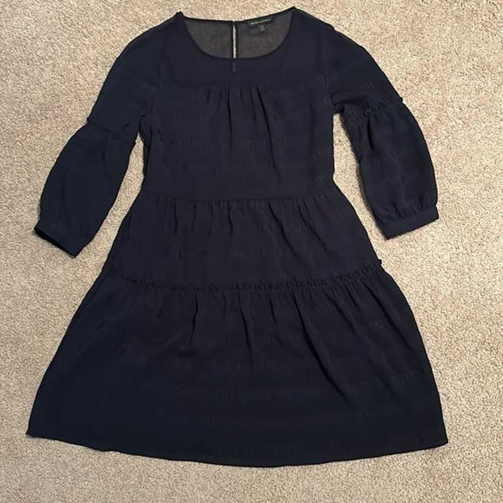 Banana Republic Navy Blue Sheath Long Sleeve Ruff… - image 1