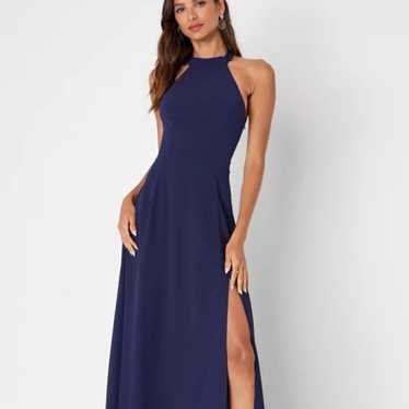 Lulus Navy Halter Backless Dress