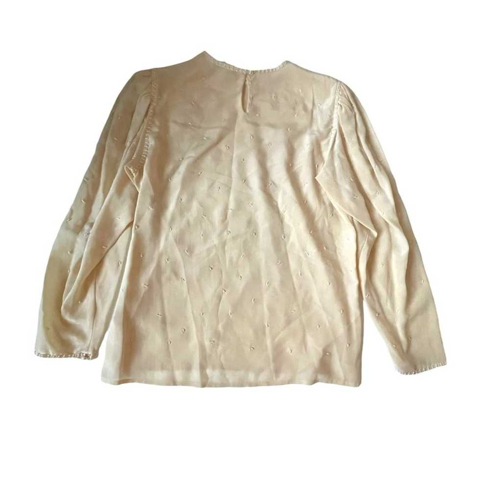 Vintage 1980s Trifles Silk Blouse Pearls All Over… - image 10