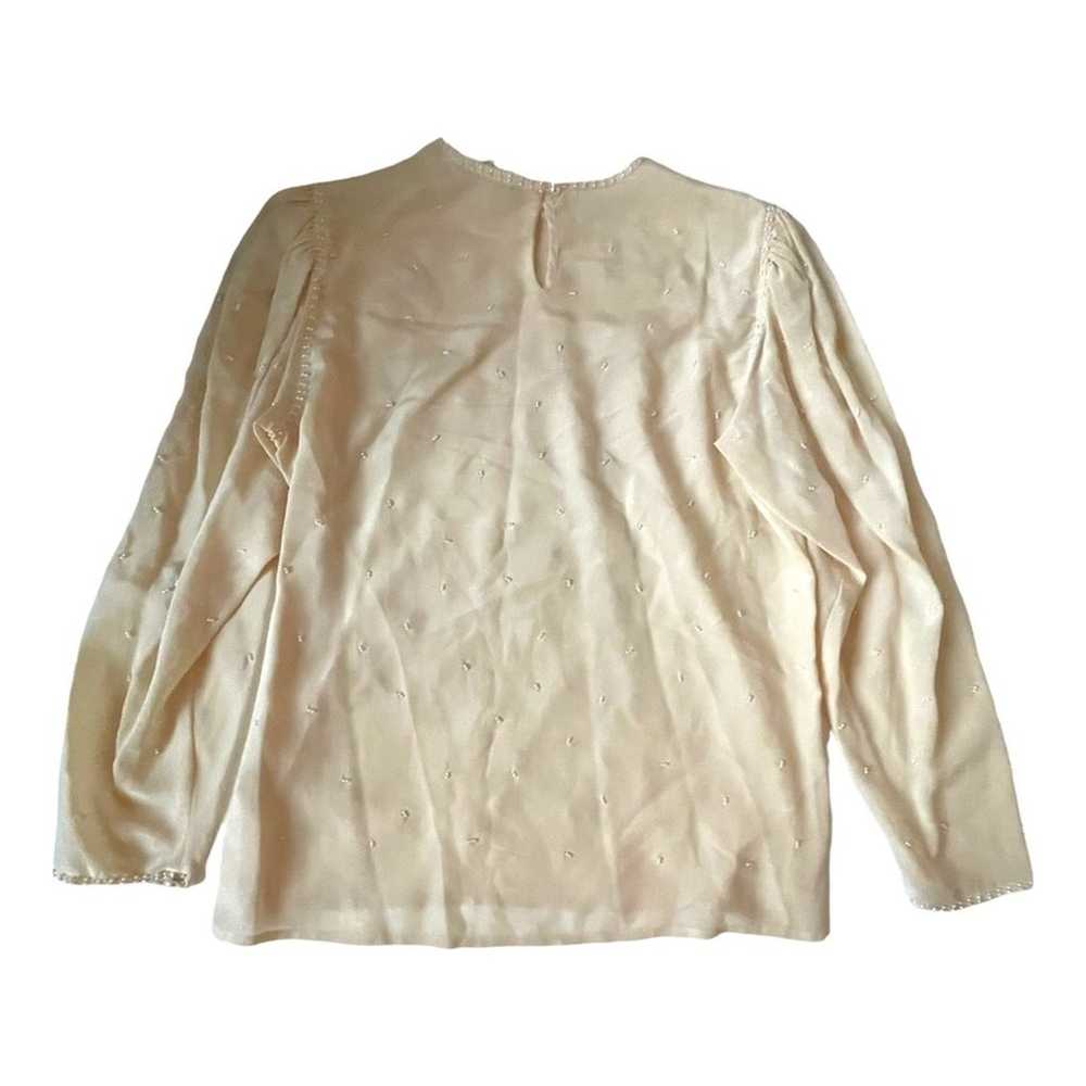 Vintage 1980s Trifles Silk Blouse Pearls All Over… - image 9