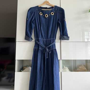 Vintage denim maxi dress