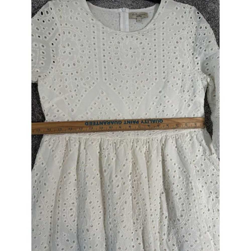 Le Ragazze Dress Womens Large White Eyelet Babydo… - image 10