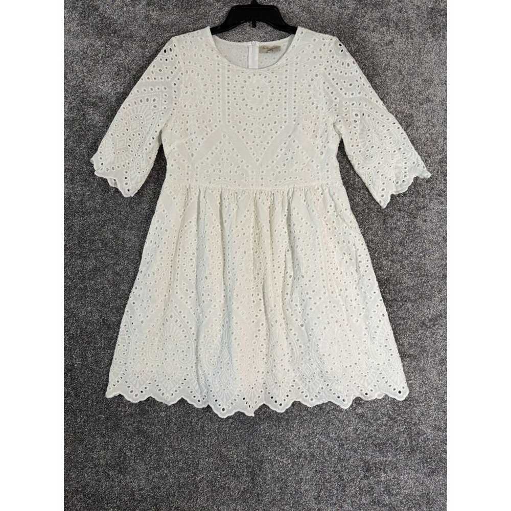 Le Ragazze Dress Womens Large White Eyelet Babydo… - image 1