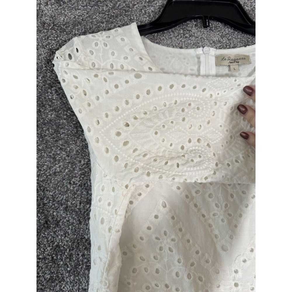 Le Ragazze Dress Womens Large White Eyelet Babydo… - image 5