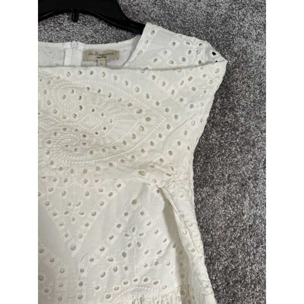 Le Ragazze Dress Womens Large White Eyelet Babydo… - image 6