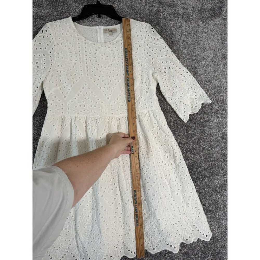 Le Ragazze Dress Womens Large White Eyelet Babydo… - image 8