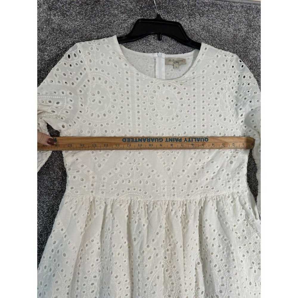 Le Ragazze Dress Womens Large White Eyelet Babydo… - image 9