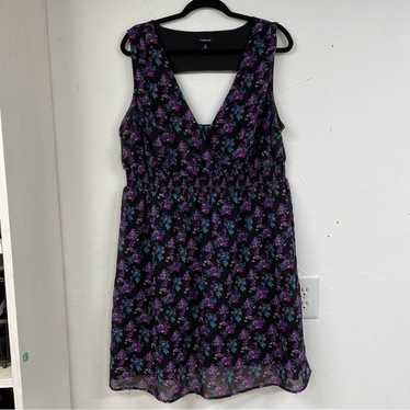 Torrid Black Purple Ditsy Floral Sleeveless Mini … - image 1