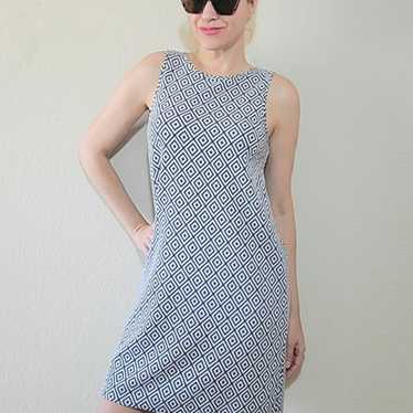 Cremieux Sheath Dress Medium Blue White Sleeveles… - image 1