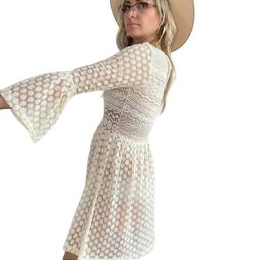 Chelsea and Violet Cream Crochet Dress w/ Slip Mel