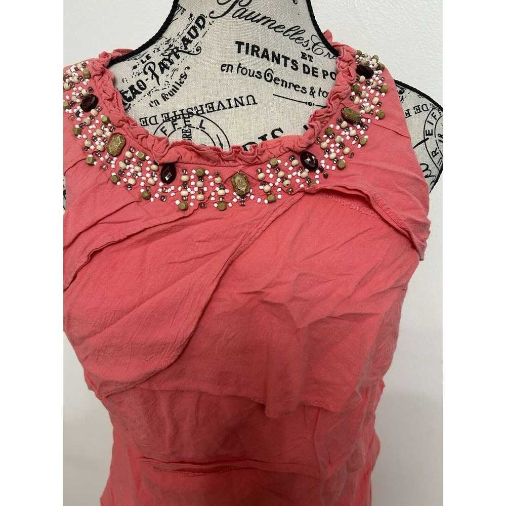 S. L. Fashions Peach Layered Ruffle Beaded Collar… - image 2