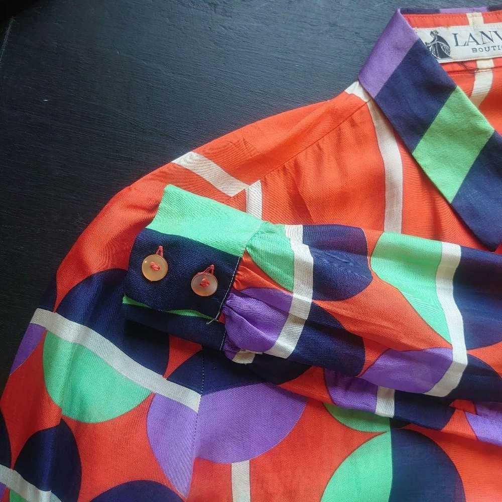 Vintage LANVIN Art Design Silk Blouse Shirt - image 10