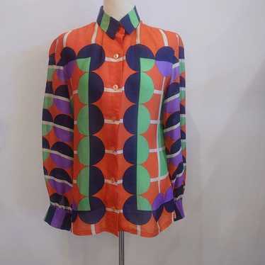 Vintage LANVIN Art Design Silk Blouse Shirt - image 1