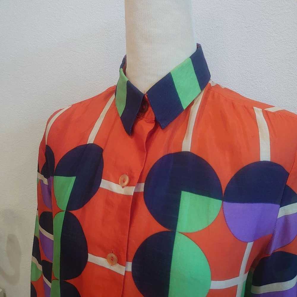 Vintage LANVIN Art Design Silk Blouse Shirt - image 3