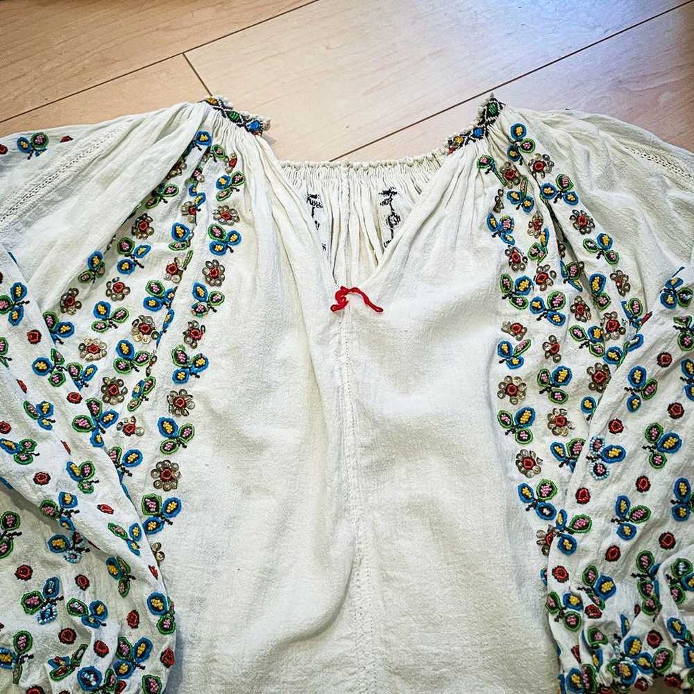 Ukrainian bead embroidery top blouse vintage - image 3