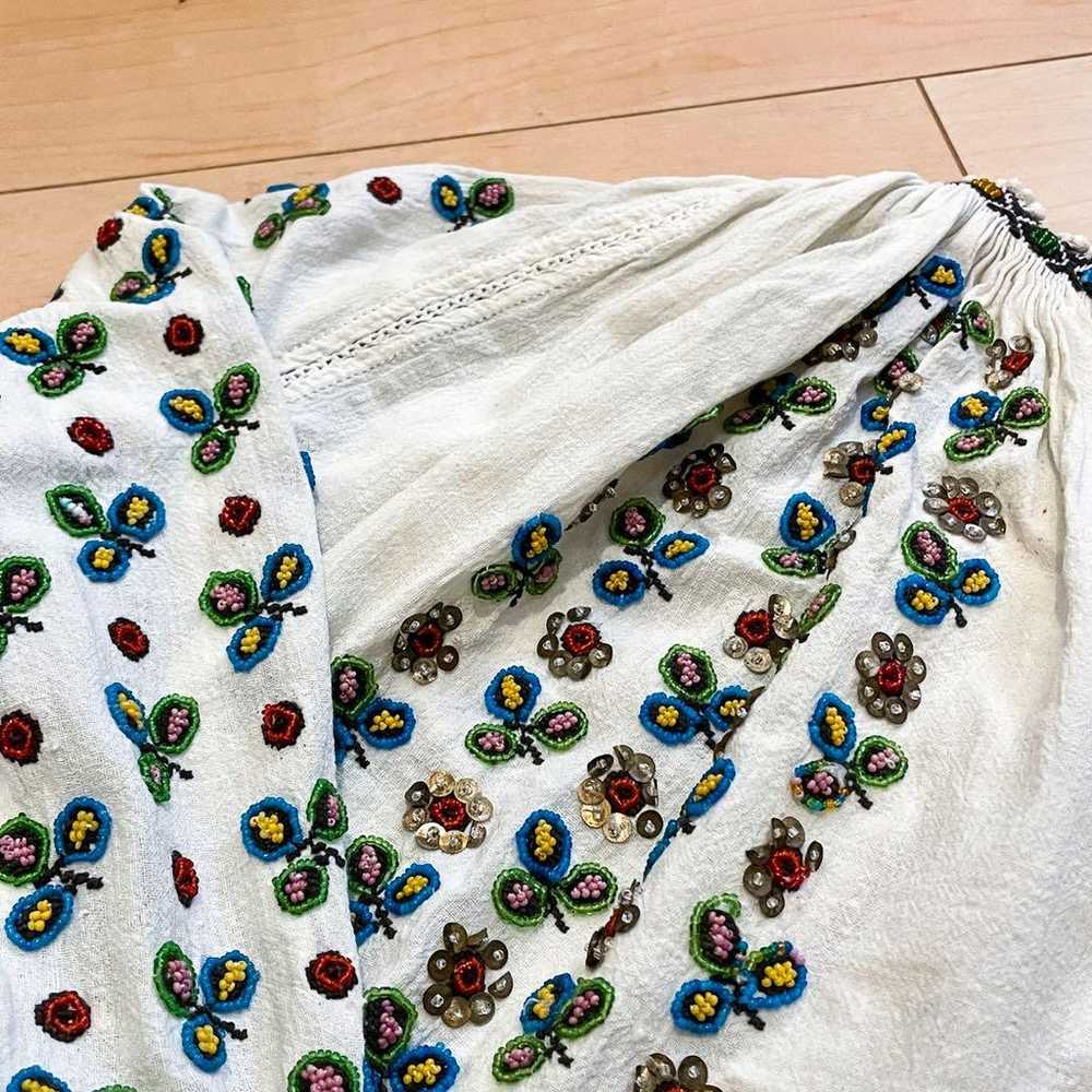 Ukrainian bead embroidery top blouse vintage - image 5