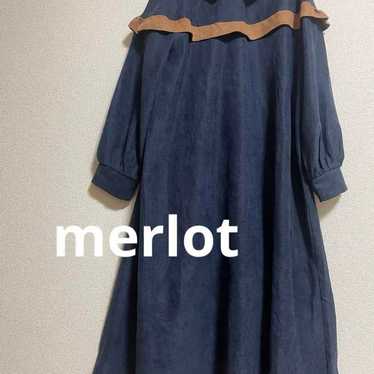 Merlot navy suede-like long dress