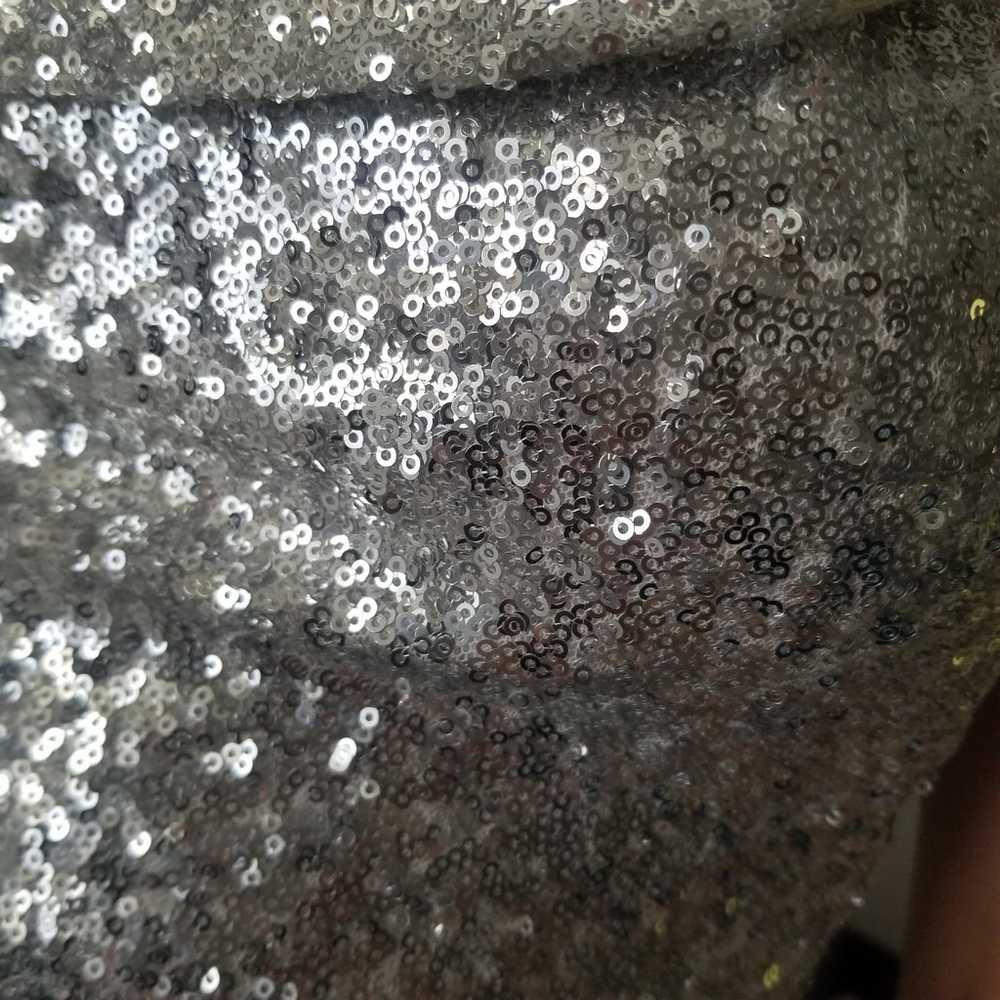 Silver sequin mini party sexy dress - image 6