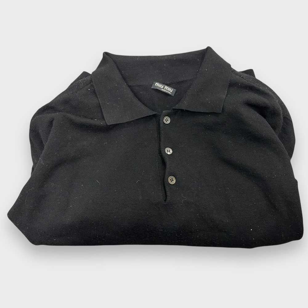 Miu Miu Unisex Long Sleeve Black Polo/Henley Top … - image 2