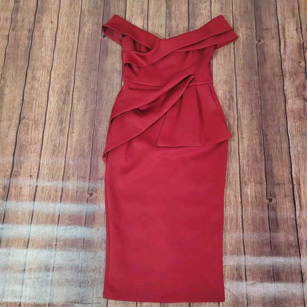 Asos Dress Womens 6 Dark Red Sheath Midi Off the … - image 1