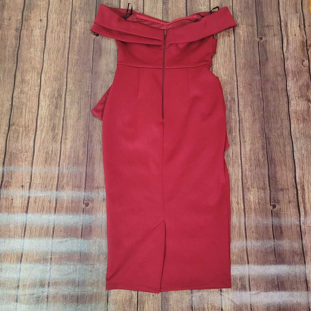 Asos Dress Womens 6 Dark Red Sheath Midi Off the … - image 6