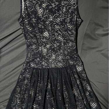 Black lace mini dress.