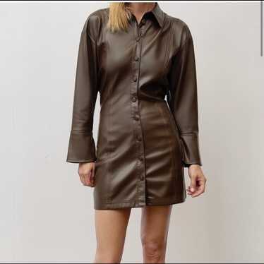 ZARA faux leather blazer button up dress