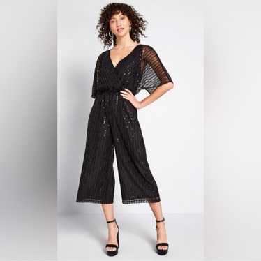 Modcloth sequin open back black jumpsuit large