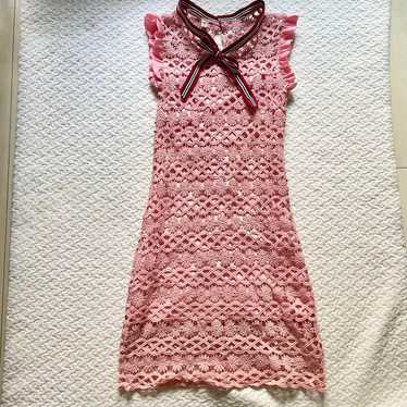 Pink Lace Sleeveless Mini Dress - image 1