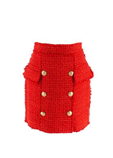 Managed by hewi Balmain Red Tweed Mini Skirt with 