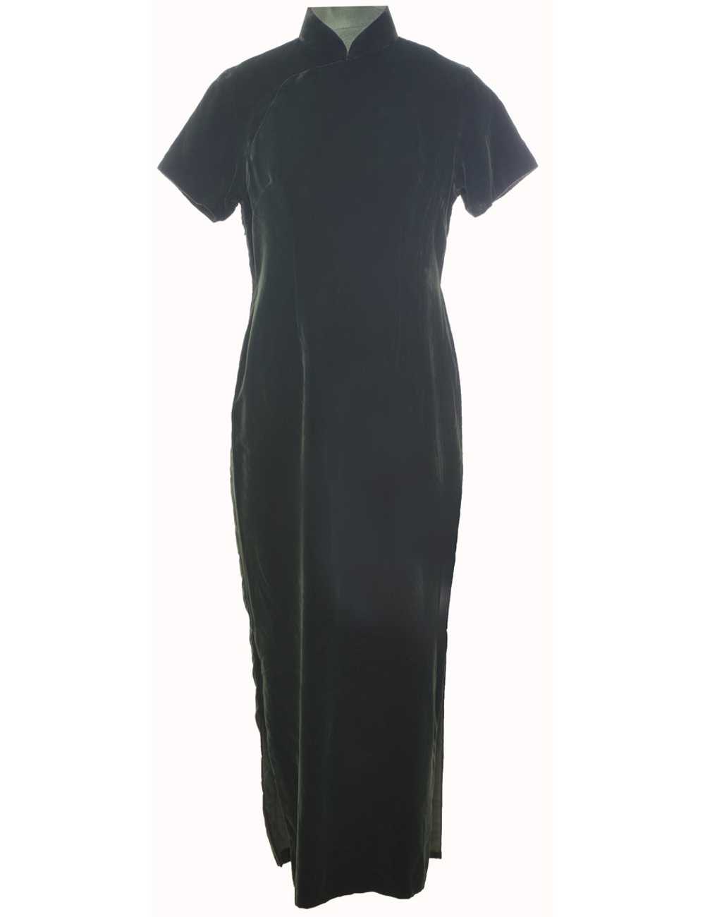 Dark Green Velvet Evening Dress - M - image 1