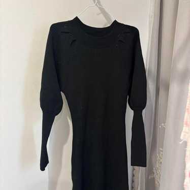 Black Knit Dress Long Sleeve Long