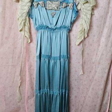 Rebecca Taylor Long Dress Blue and Cream