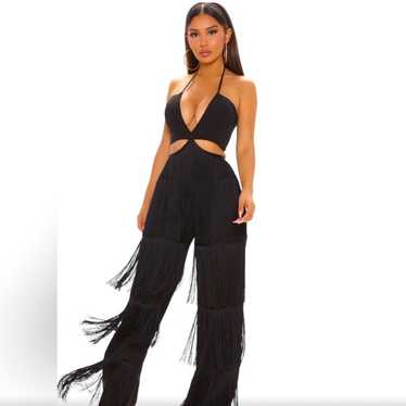 Forever Fringe Black Jumpsuit Fashion Nova Size L